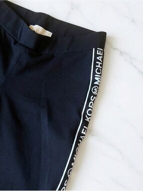 Michael Kors Black Stretch Active Leggings with Gold Logo Tag